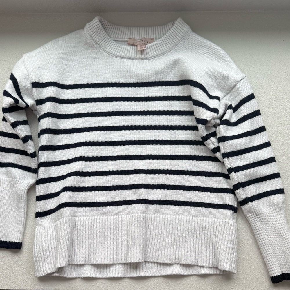 Striped White and Black Women's Sweater